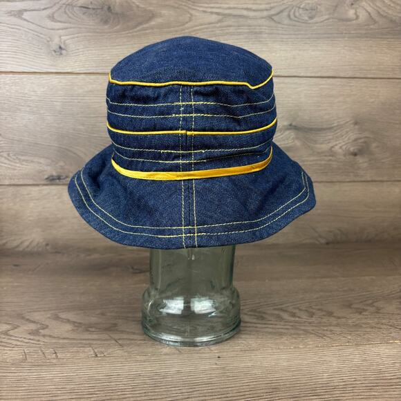Preston & York Bucket Hat Cap Women's One Size Denim Blue Yellow Lace - Picture 6 of 11